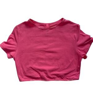 SKIMS Cotton Logo Super Cropped T-Shirt Bubble Gum Pink Size Medium